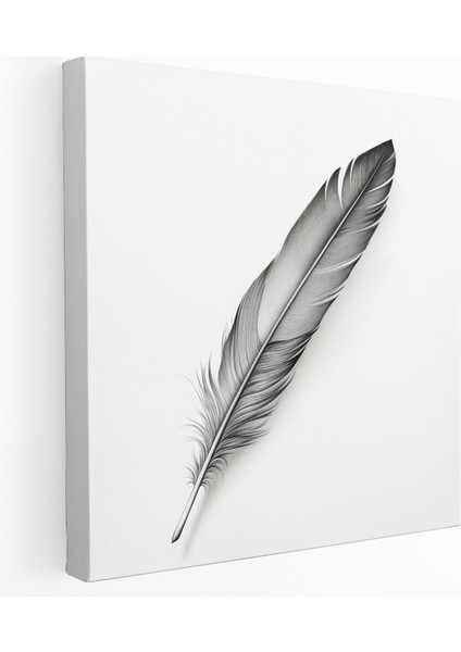 Tüy Desenli Kanvas Tablo - Gerçekçi Kurşun Kalem Çizimi - Duvar Sanatı - Ev Dekorasyonu