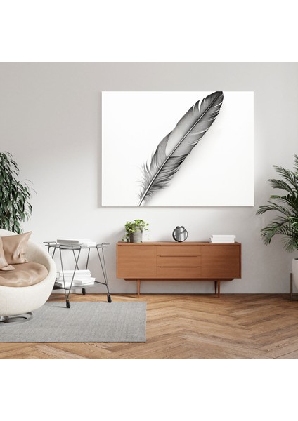 Tüy Desenli Kanvas Tablo - Gerçekçi Kurşun Kalem Çizimi - Duvar Sanatı - Ev Dekorasyonu fiyatları