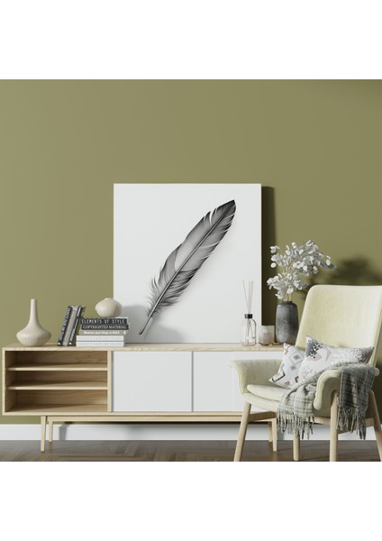 Tüy Desenli Kanvas Tablo - Gerçekçi Kurşun Kalem Çizimi - Duvar Sanatı - Ev Dekorasyonu modelleri