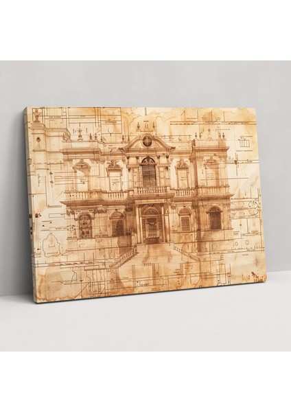 Rönesans Mimari Desenleri Kanvas Tablo - Leonardo Da Vinci Leonardo Da Vinci Kanvas Duvar Dekorasyonu