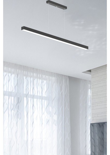 Lineer 120CM ( Siyah Kasa, Beyaz Işık ) Ledli Sarkıt Modern LED Avize, Salon, Mutfak, Lineer Avize fiyatları