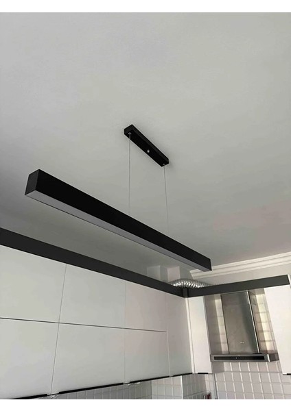 Lineer 120CM ( Siyah Kasa, Beyaz Işık ) Ledli Sarkıt Modern LED Avize, Salon, Mutfak, Lineer Avize fırsatları