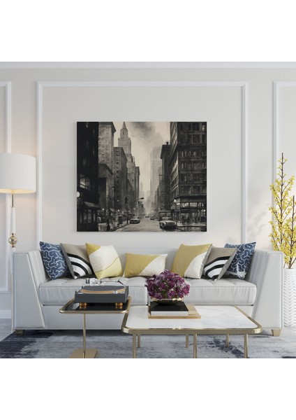 Gri Şehir Manzarası Kanvas Tablo - Sofistike Alacası Akşamüstü fiyatları