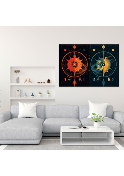 Burçlar Geometrik Astroloji Burçlar Duvar Sanatı - Canlı Renkler Ev Dekorasyonu fiyatları