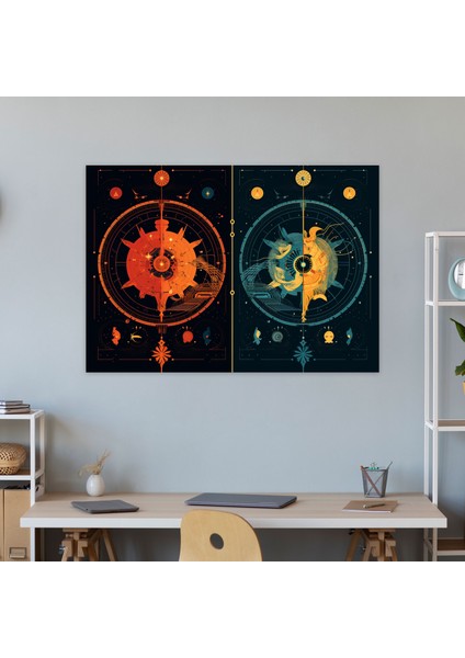 Burçlar Geometrik Astroloji Burçlar Duvar Sanatı - Canlı Renkler Ev Dekorasyonu modelleri