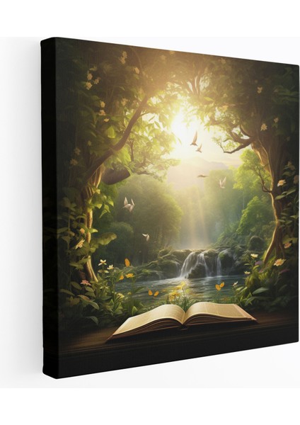 Kutsal Kuran Kanvas Tablo - Huzurlu Doğa Manzarası - Ev Dekorasyonu Için Kutsal Kuran Kanvas Tablo
