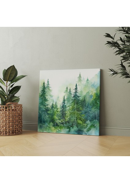 Yeşil Çam Kanvas Tablo - Yeşil Çam Duvar Dekorasyonu Canlı Fırça Darbeleri Kanvas Duvar Sanatı fiyatları