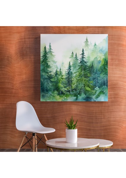 Yeşil Çam Kanvas Tablo - Yeşil Çam Duvar Dekorasyonu Canlı Fırça Darbeleri Kanvas Duvar Sanatı modelleri
