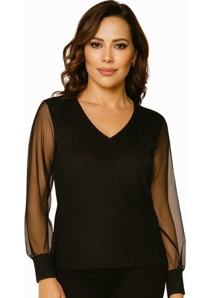 Kadın % 90 Polyamide % 10 Elastane Kolları Tül Detaylı Body