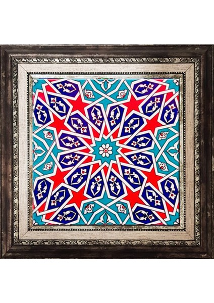 20x20 Cm Ac 28 Geometrik Desenli İznik Kırmızı Çini Pano modelleri