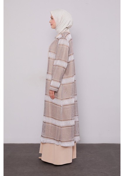 Bej Dantel Elbiseli Ferace