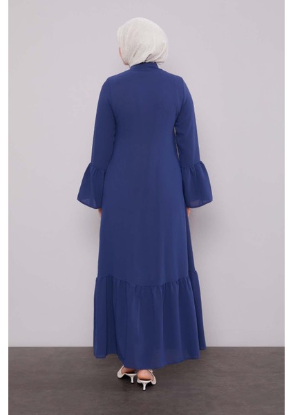 Indigo Fular Detaylı Işlemeli Ferace fırsatları