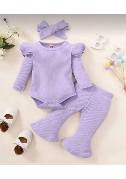 Kız Bebek Ispanyol Paça 3'lü Takım 0-2 Yaş Lila fiyatları