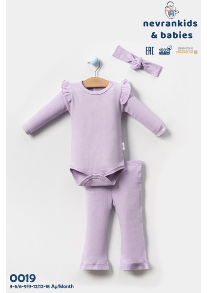Kız Bebek Ispanyol Paça 3'lü Takım 0-2 Yaş Lila modelleri