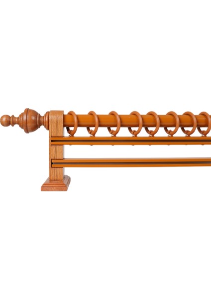 Boni Modern Rustik Ahşap Rustik Perde Askısı Çift Raylı