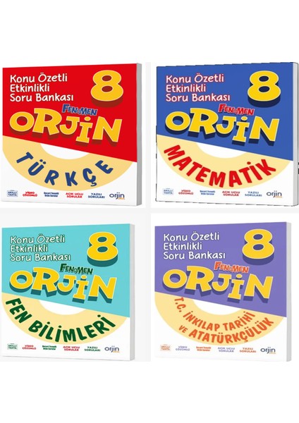 Orjin 8. Sınıf Türkçe & Matematik & Fen & Inkılap Soru Bankası
