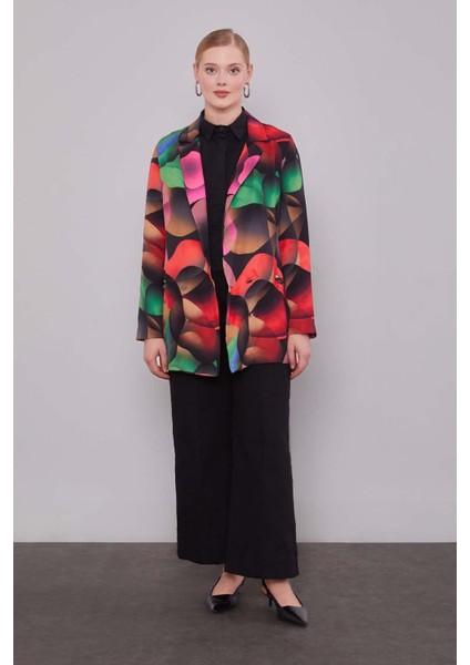 Siyah Kruvaze Desenli Ceket