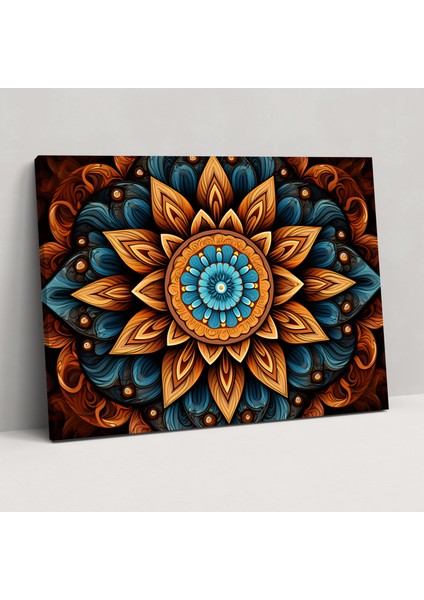 Hipnotize Edici Huzur Kanvas Tablo - Hipnoz Meditatif Mandala Simetrik Desen