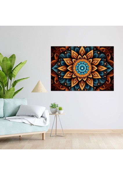 Hipnotize Edici Huzur Kanvas Tablo - Hipnoz Meditatif Mandala Simetrik Desen fiyatları