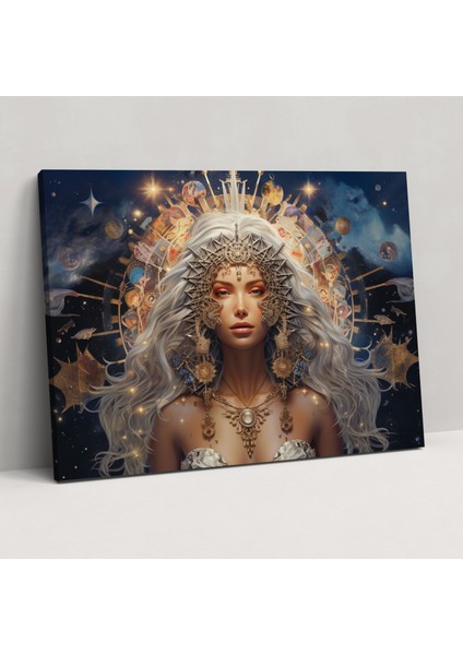 Zodyak Tanrıça Kanvas Tablo - Burç Çağdaş Portre Zodyak Tanrıçası