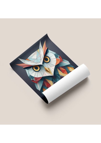Çerçevesiz Poster Geometrik Desenli Baykuş, Dijital Baskı Baykuş Poster, Ofis, Salon Poster Dekorasyon fiyatları