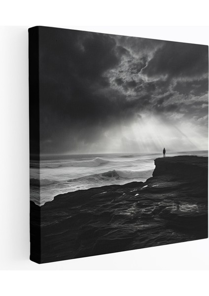 Gri Uçurum Duvar Sanatı - Gri Hüzünlü Ev Dekorasyonu Dramatik