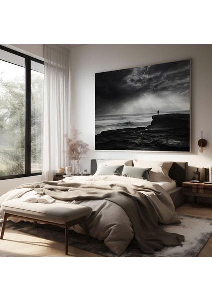 Gri Uçurum Duvar Sanatı - Gri Hüzünlü Ev Dekorasyonu Dramatik modelleri