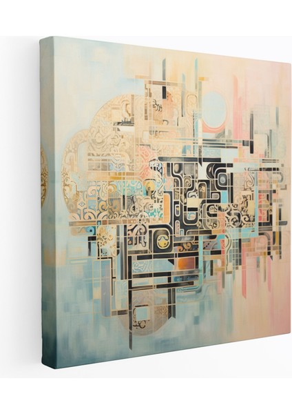 Kutsal Kur'an Kanvas Tablo - Soyut Hat Sanatı ve Geometrik Desenler - Kutsal Kur'an Kanvas Duvar Sanatı Geometrik Desenler