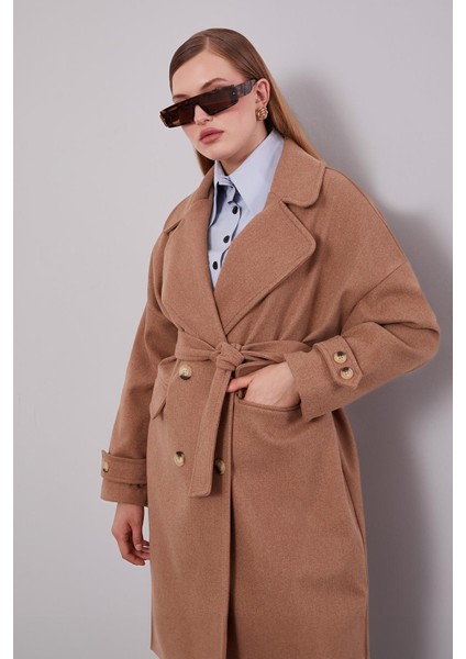 Kahve Kruvaze Yaka Kaşe Kaban fırsatları