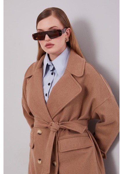 Kahve Kruvaze Yaka Kaşe Kaban indirimleri