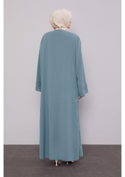 Mint Yeşili Dantel Detaylı Cepli Ferace fırsatları