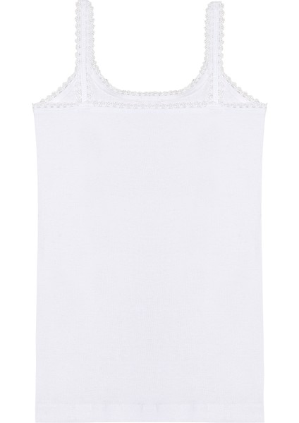 Özkan 1610 5'li Paket Kız Çocuk %100 Pamuklu Ribana Yakası Dantel Detaylı Ince Askılı Örme Atlet modelleri