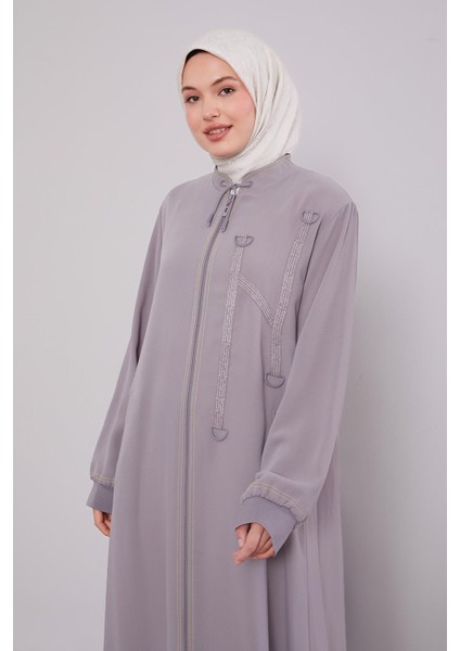 Gri Şerit Detaylı Ferace modelleri