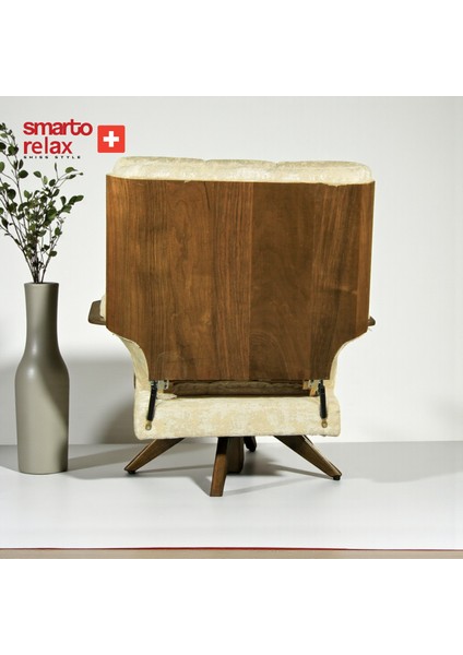 Relax TV Koltuğu Bern Ergonomik Döner Mekanizma Kadife Polyester Krem Beyaz Dekoratif Baba Koltuğu modelleri