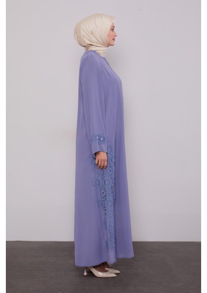 Mavi Dantel Detaylı Cepli Ferace fiyatları