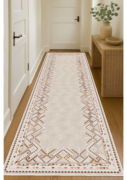 Dijital Baskılı Dekoratif Kilim Kaymaz Taban Yıkanabilir Yolluk Antre Hol Halısı Salon Halısı