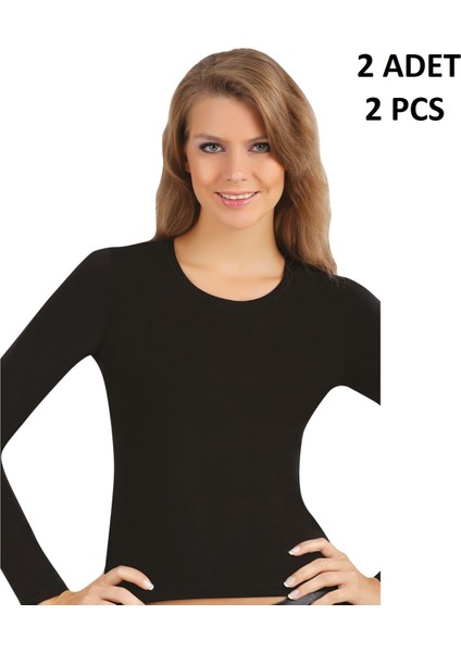 Kadın % 47 Modal % 47 Cotton % 6 Elastane Tam Balıkçı Yaka Uzun Kol 2'li Body