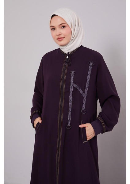 Mürdüm Şerit Detaylı Ferace modelleri