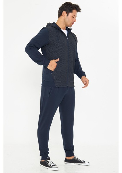 Erkek Tam Fermuarlı Kapüşonlu Eşofman Takımı Indigo 5816-İ fırsatları