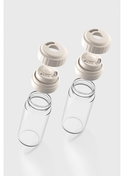 Hibrit 244 ml Bej Kapaklı 2'li Cam Baharatlık Seti 161005 modelleri