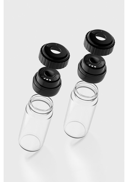 Hibrit 244 ml Siyah Kapaklı 2'li Cam Baharatlık Seti 161005 modelleri