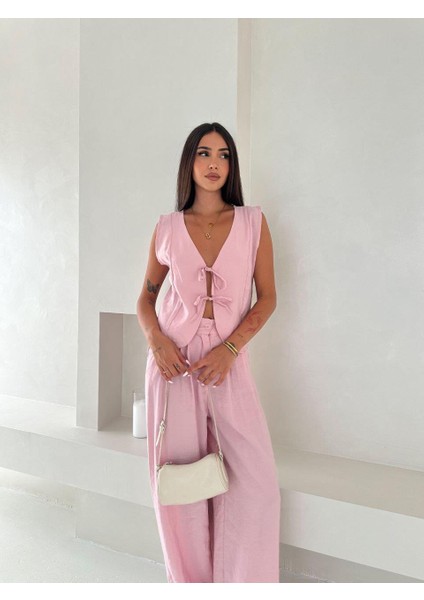 Dokuma Modal Kumaş Ikili Yelek-Pantolon Takım!