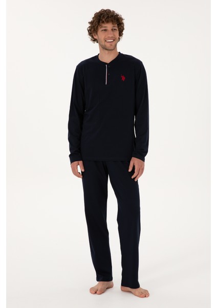 Erkek Lacivert Pijama Takım 50318600-VR033 fırsatları