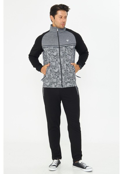 Erkek Tam Fermuarlı Eşofman Takımı Siyah 5817-S modelleri