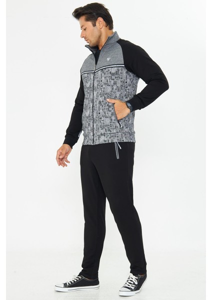 Erkek Tam Fermuarlı Eşofman Takımı Siyah 5817-S indirimleri