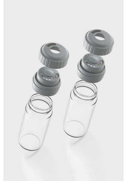 Hibrit 244 ml Gri Kapaklı 2'li Cam Baharatlık Seti 161005 modelleri