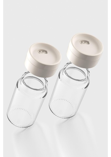 Dorian 105 ml Bej Kapaklı 2'li Cam Tuzluk Biberlik Seti 121006 modelleri