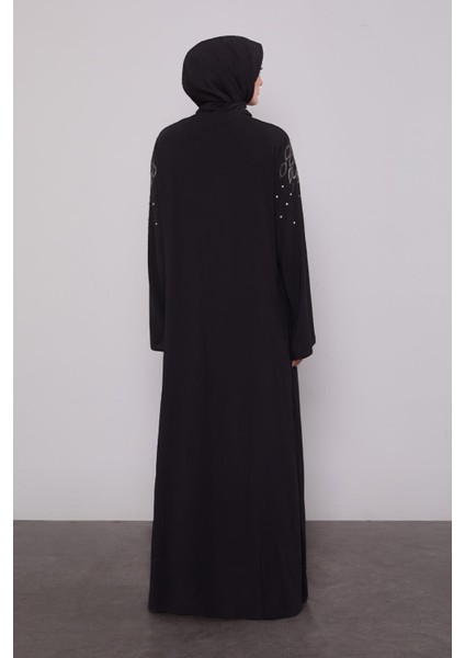 Siyah Cicek Islemeli Taslı Ferace fırsatları