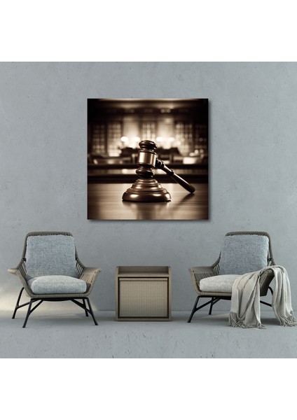 Vintage Ahşap Masada Avukat Kanvas Tablo - Hukuk Duvar Sanatı Ahşap Masa Avukat Çekici fiyatları