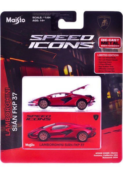 1:64 Speed Icons - Lamborghini Sian Fkp 37 Metalik Kırmızı modelleri